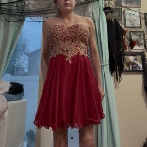 Elegant Red Strapless Dress